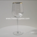 best price ribbed wine glass with gold rim